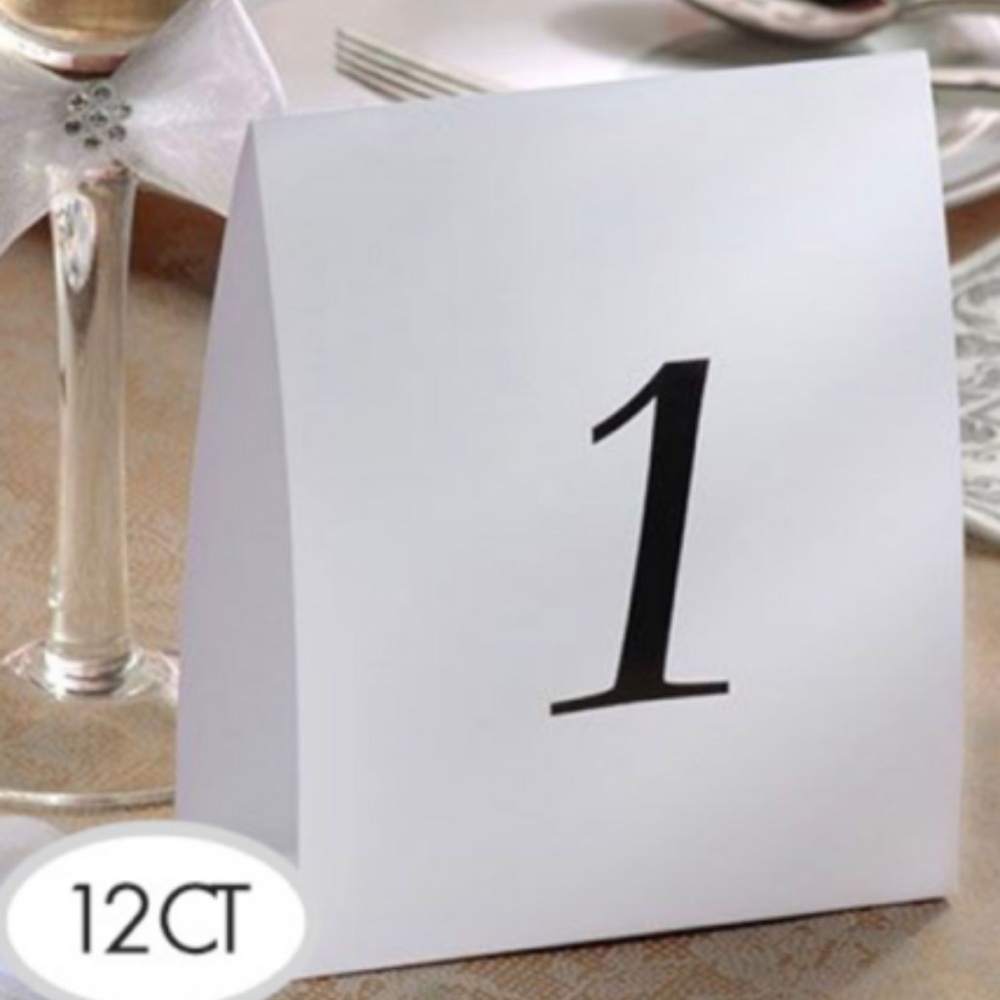 Table Number Tent Cards 1-12